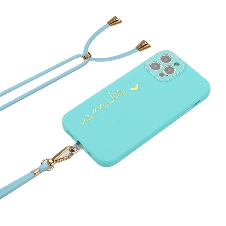 For iPhone 12 Pro Gilding Line TPU Phone Case with Strap