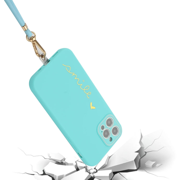 For iPhone 12 Pro Gilding Line TPU Phone Case with Strap