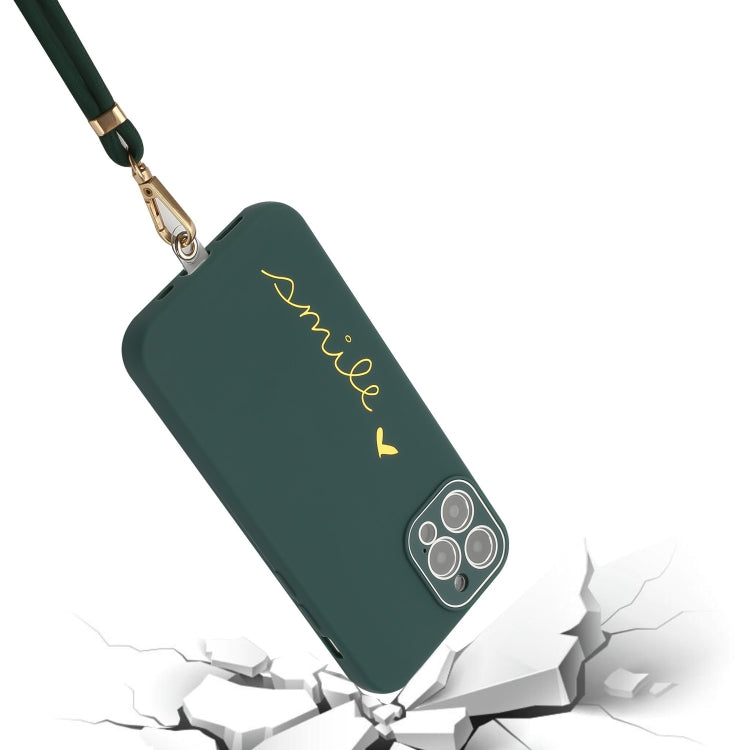 For iPhone 12 Pro Max Gilding Line TPU Phone Case with Strap