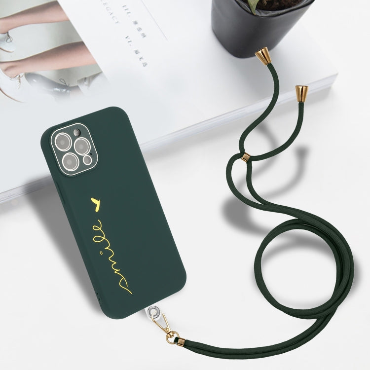 For iPhone 12 Pro Max Gilding Line TPU Phone Case with Strap