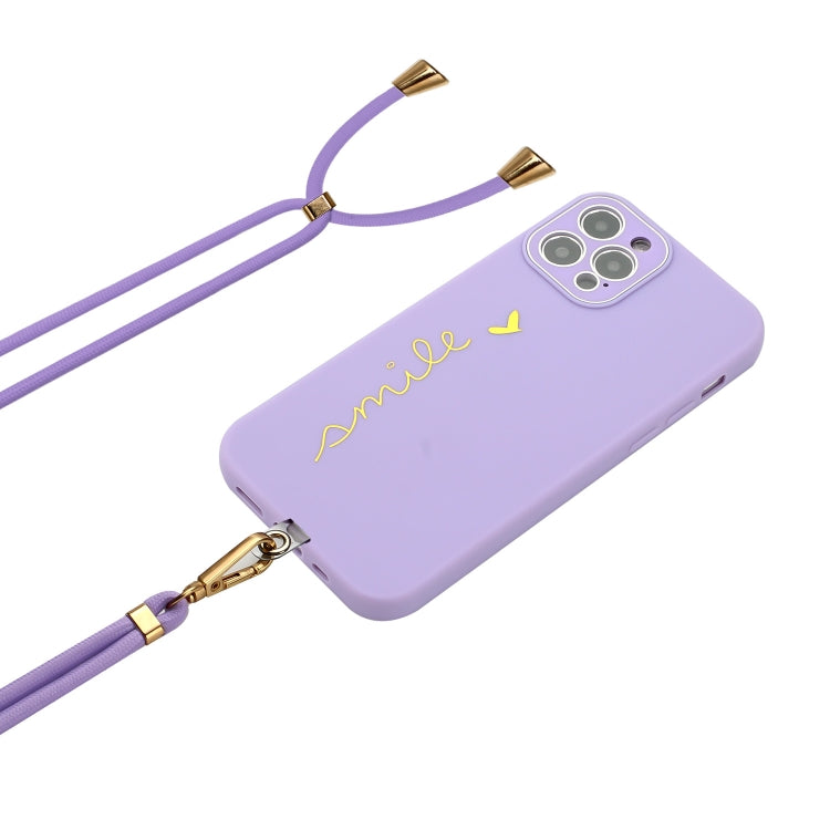 For iPhone 12 Pro Max Gilding Line TPU Phone Case with Strap