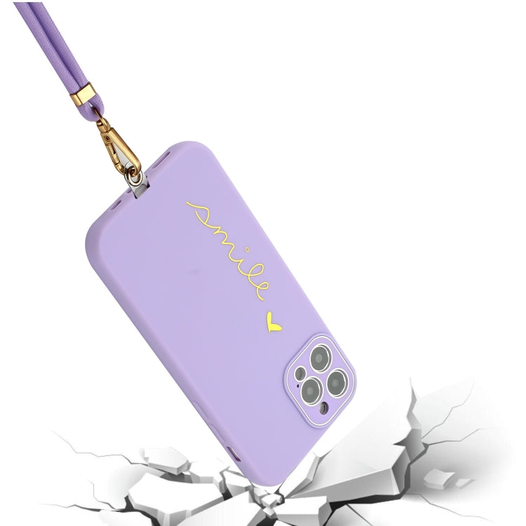 For iPhone 12 Pro Max Gilding Line TPU Phone Case with Strap