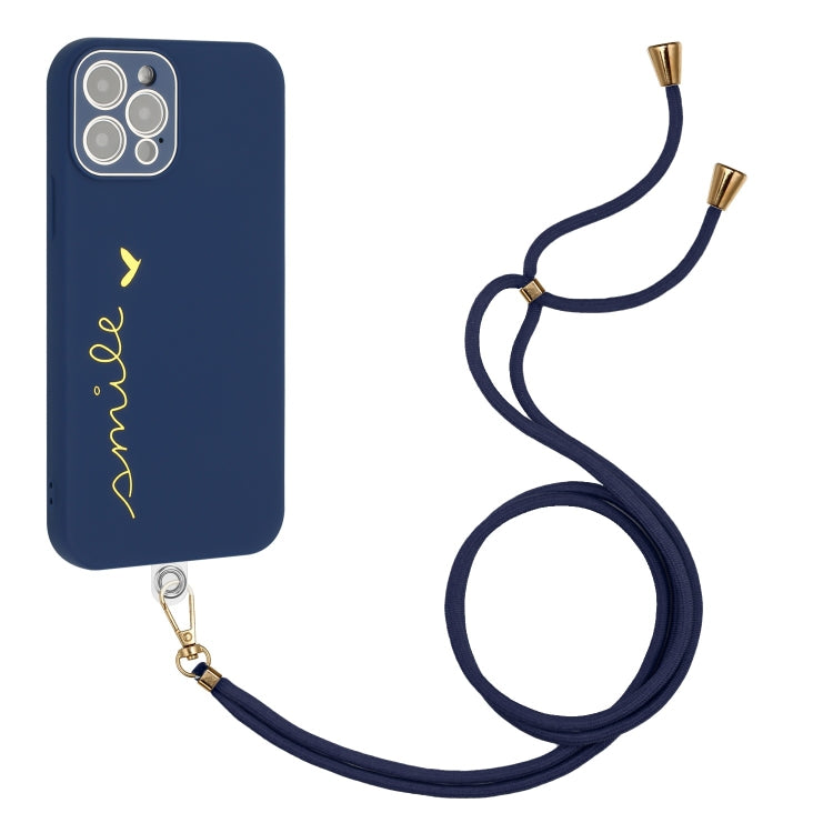 For iPhone 12 Pro Max Gilding Line TPU Phone Case with Strap