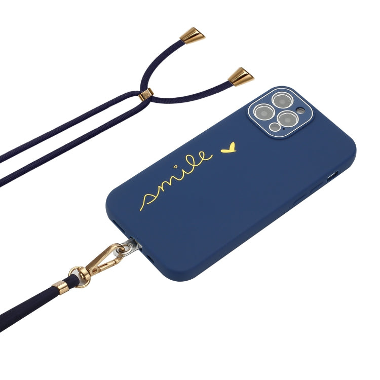 For iPhone 12 Pro Max Gilding Line TPU Phone Case with Strap