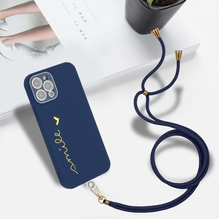 For iPhone 12 Pro Max Gilding Line TPU Phone Case with Strap