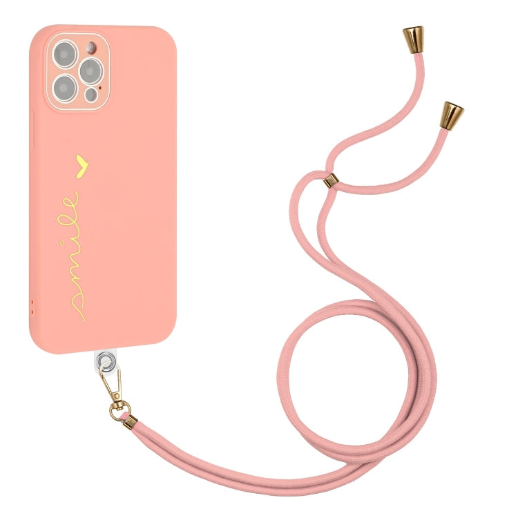 For iPhone 12 Pro Max Gilding Line TPU Phone Case with Strap