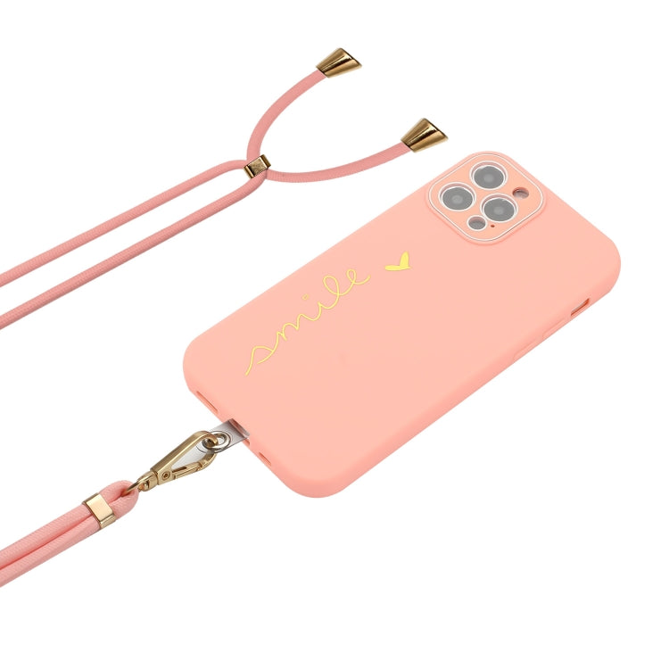 For iPhone 12 Pro Max Gilding Line TPU Phone Case with Strap