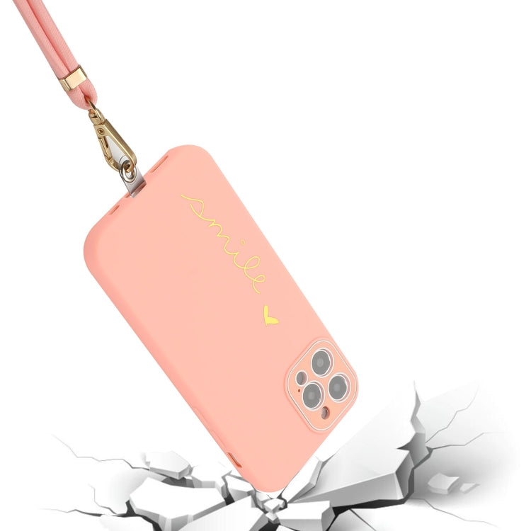 For iPhone 12 Pro Max Gilding Line TPU Phone Case with Strap