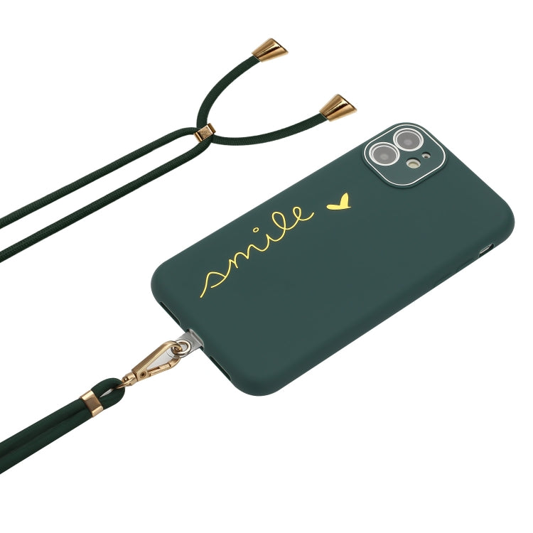 For iPhone 11 Gilding Line TPU Phone Case with Strap
