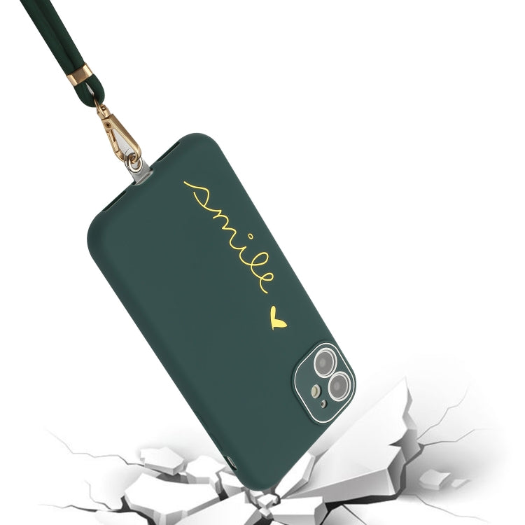 For iPhone 11 Gilding Line TPU Phone Case with Strap