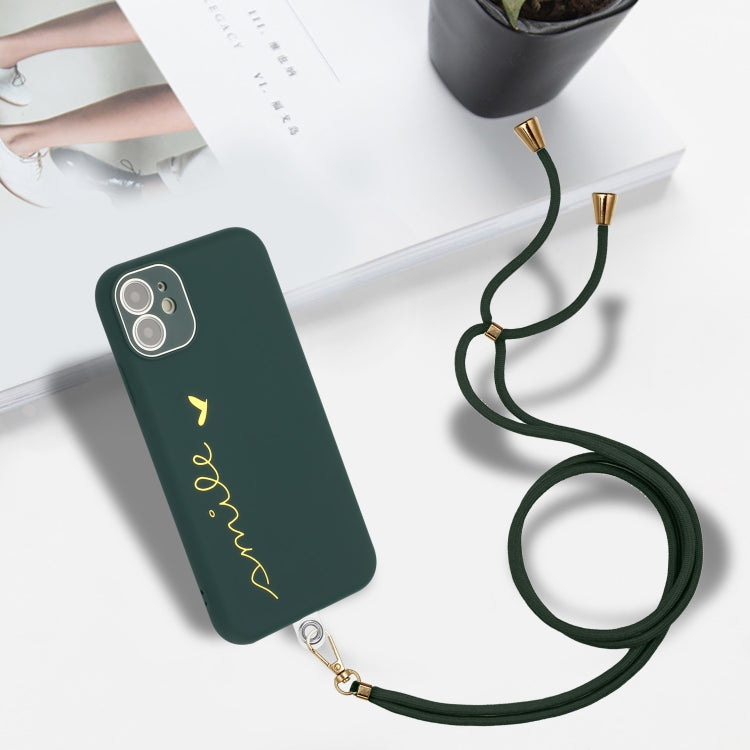 For iPhone 11 Gilding Line TPU Phone Case with Strap