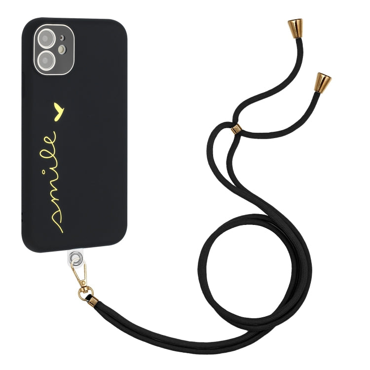 For iPhone 11 Gilding Line TPU Phone Case with Strap