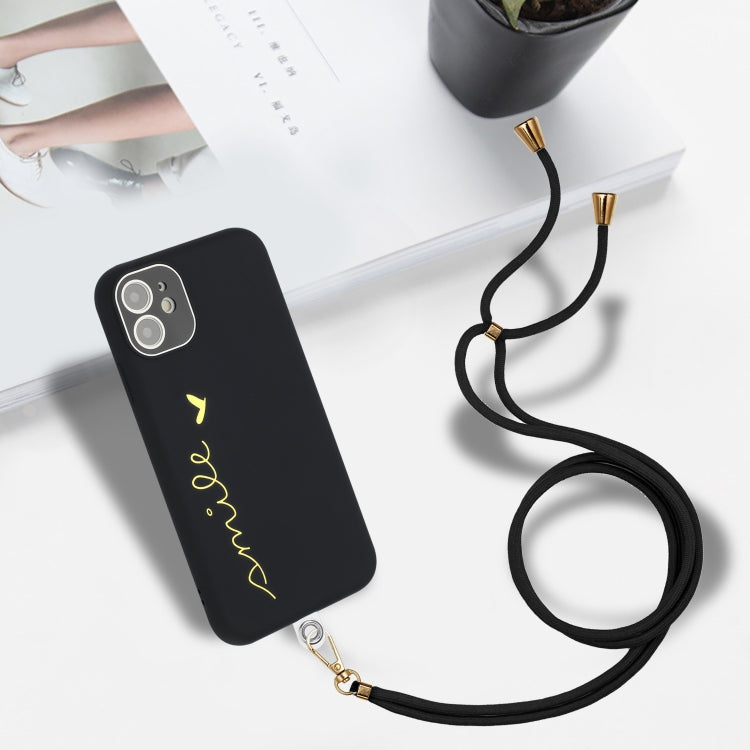 For iPhone 11 Gilding Line TPU Phone Case with Strap