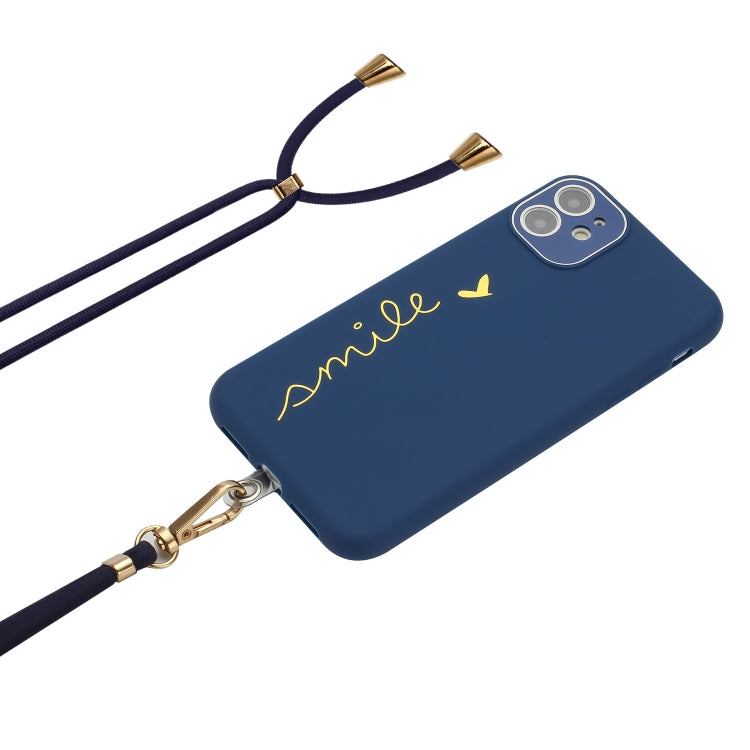 For iPhone 11 Gilding Line TPU Phone Case with Strap