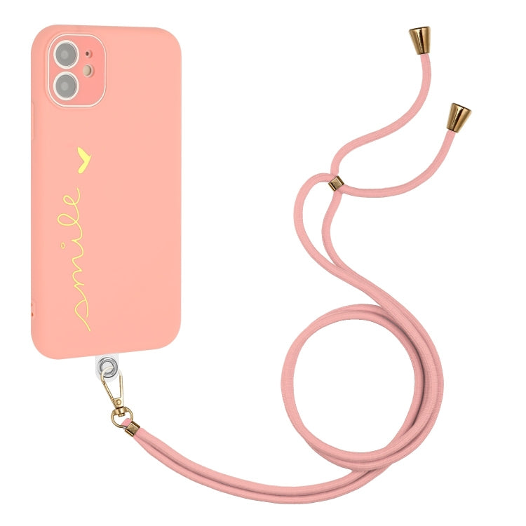 For iPhone 11 Gilding Line TPU Phone Case with Strap