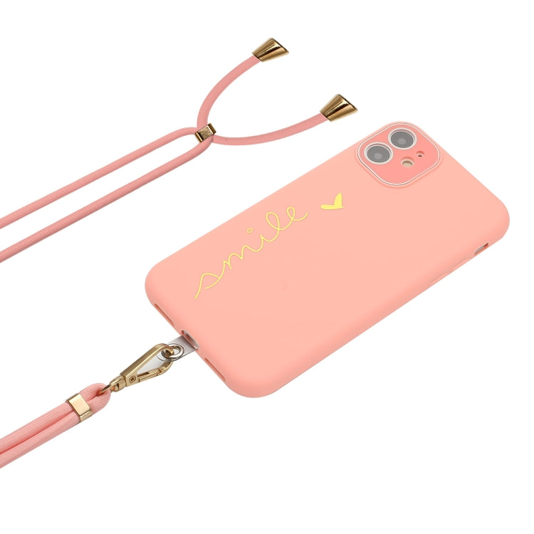 For iPhone 11 Gilding Line TPU Phone Case with Strap