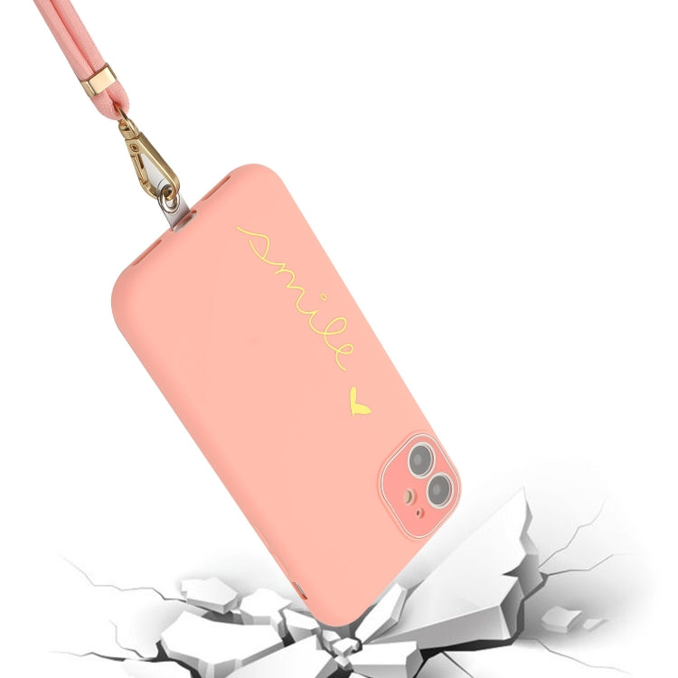 For iPhone 11 Gilding Line TPU Phone Case with Strap