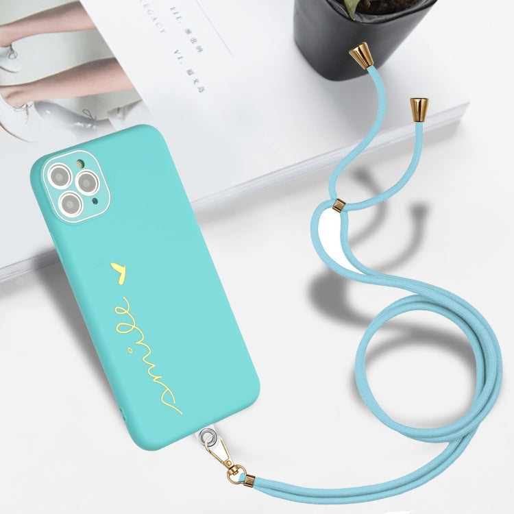 For iPhone 11 Pro Gilding Line TPU Phone Casewith Strap