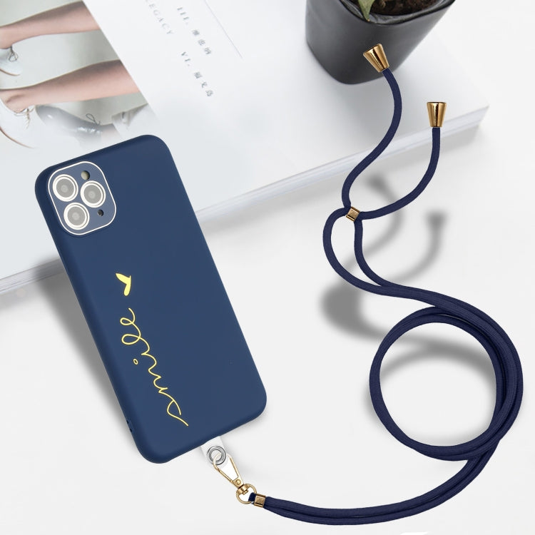 For iPhone 11 Pro Gilding Line TPU Phone Casewith Strap