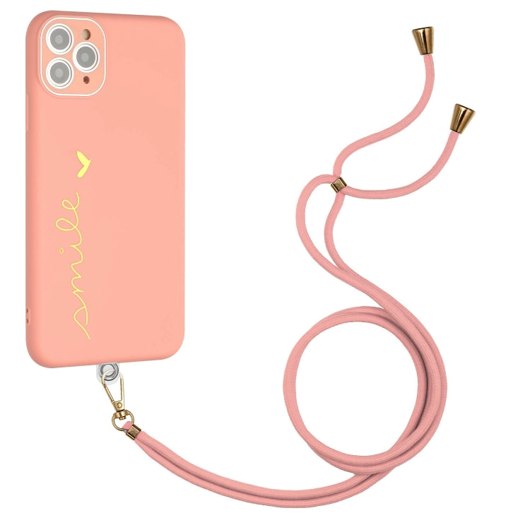 For iPhone 11 Pro Gilding Line TPU Phone Casewith Strap
