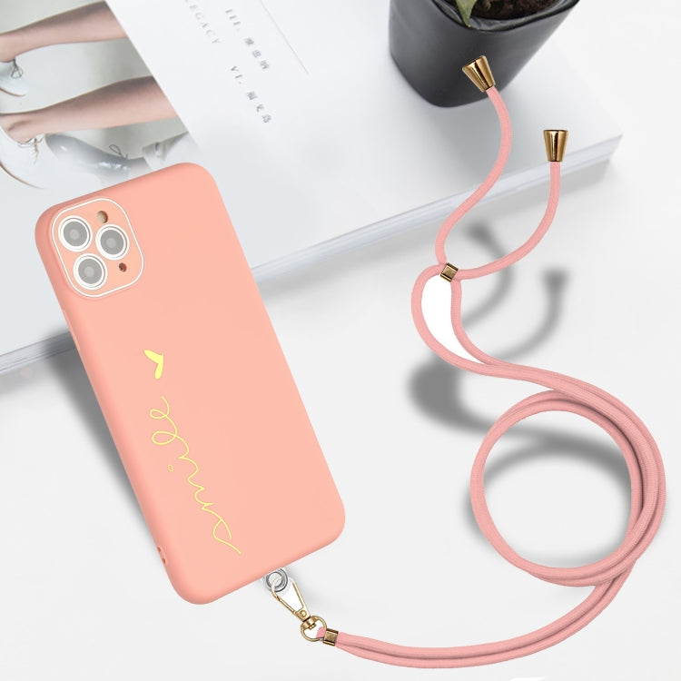 For iPhone 11 Pro Gilding Line TPU Phone Casewith Strap