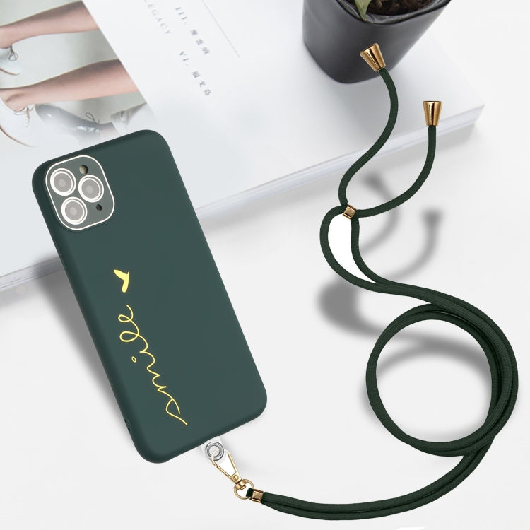 For iPhone 11 Pro Max Gilding Line TPU Phone Case with Strap