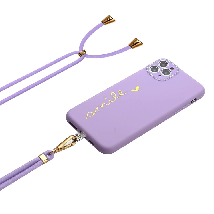 For iPhone 11 Pro Max Gilding Line TPU Phone Case with Strap