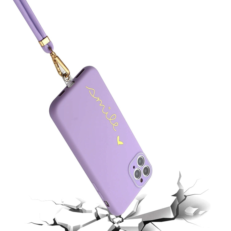 For iPhone 11 Pro Max Gilding Line TPU Phone Case with Strap