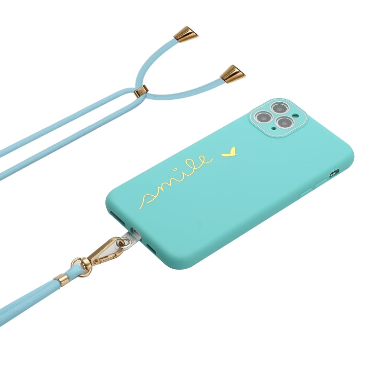For iPhone 11 Pro Max Gilding Line TPU Phone Case with Strap