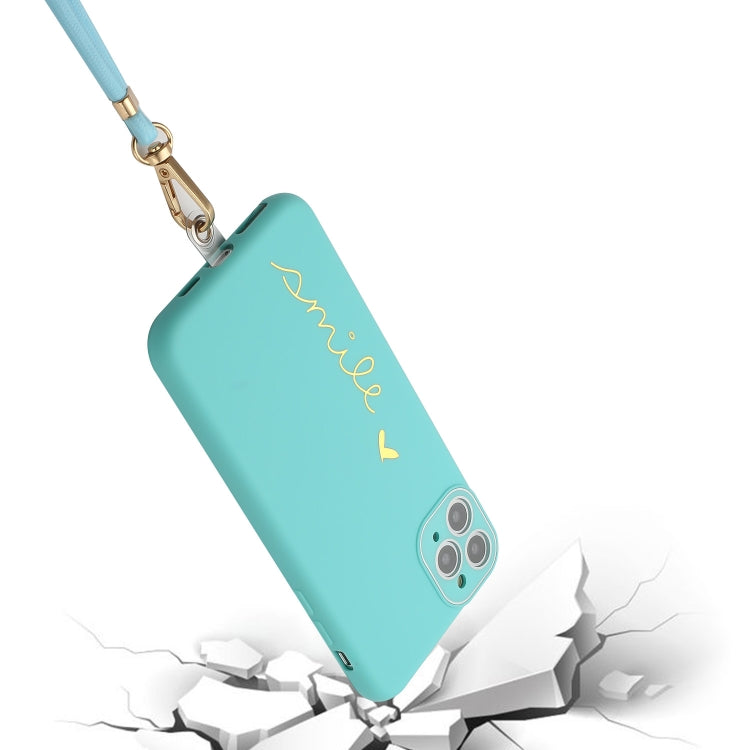 For iPhone 11 Pro Max Gilding Line TPU Phone Case with Strap