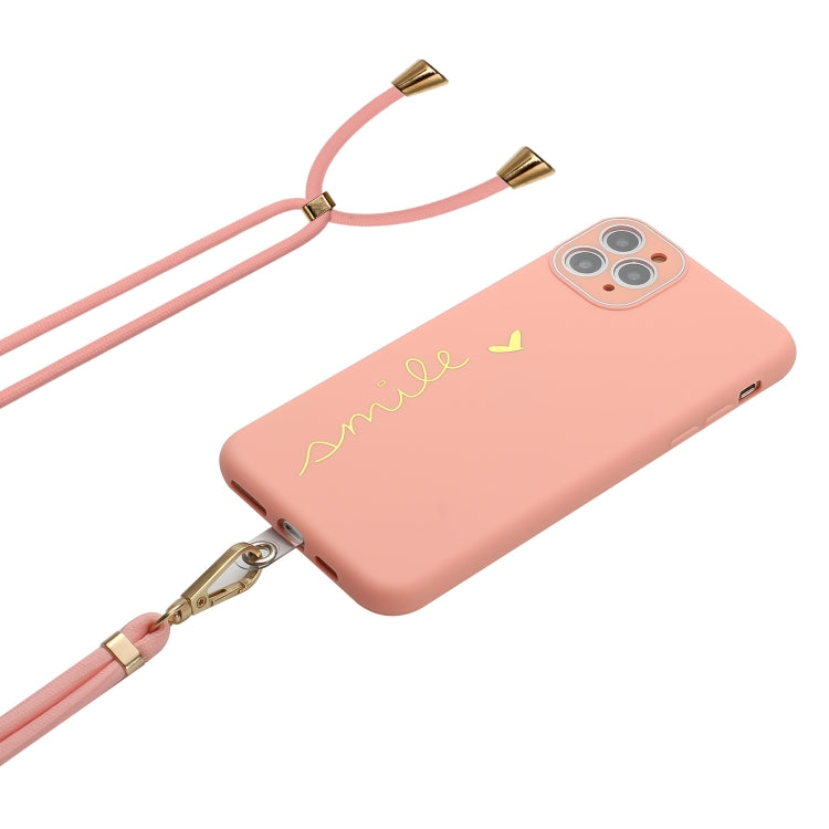For iPhone 11 Pro Max Gilding Line TPU Phone Case with Strap