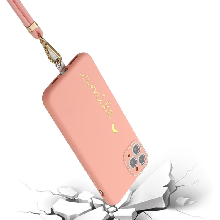 For iPhone 11 Pro Max Gilding Line TPU Phone Case with Strap