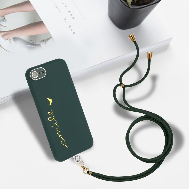 For iPhone SE 2022 / SE 2020 / 7 / 8 Gilding Line TPU Phone Case with Strap