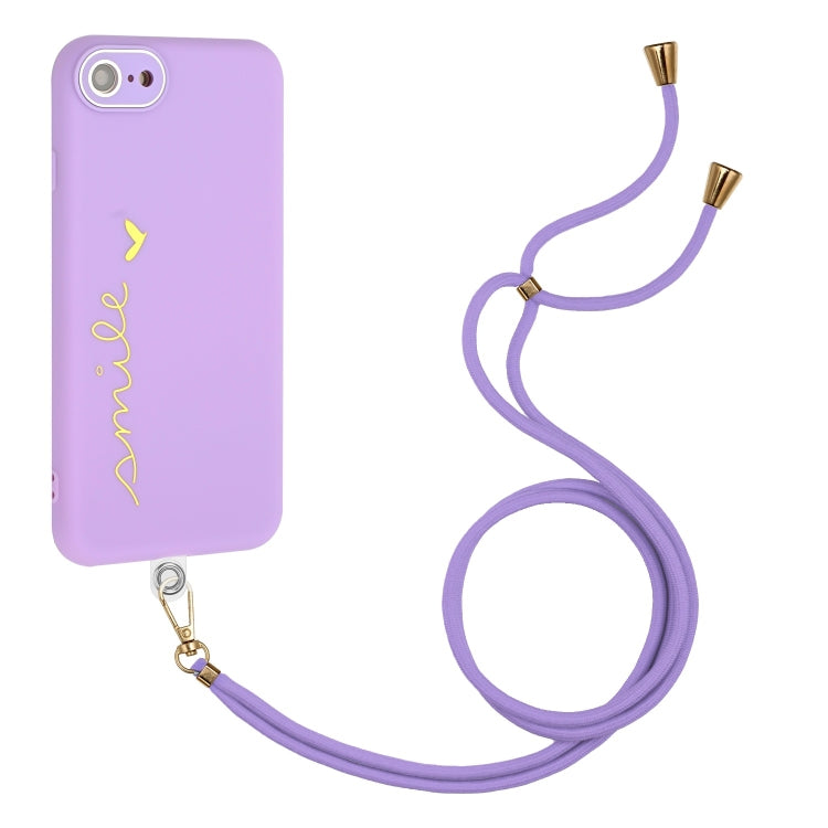 For iPhone SE 2022 / SE 2020 / 7 / 8 Gilding Line TPU Phone Case with Strap