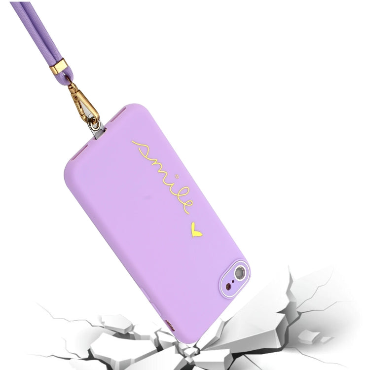 For iPhone SE 2022 / SE 2020 / 7 / 8 Gilding Line TPU Phone Case with Strap