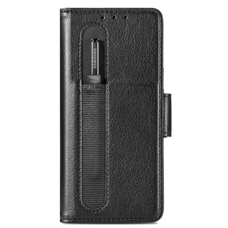 For Samsung Galaxy Z Fold4 5G Litchi Pattern Folding Phone Case with Pen & Card Slots