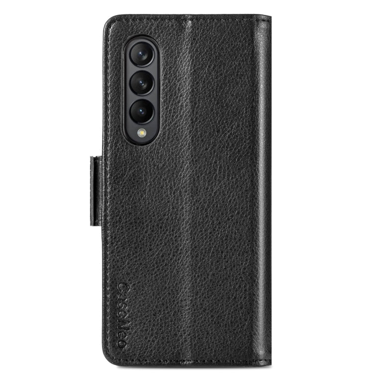 For Samsung Galaxy Z Fold4 5G Litchi Pattern Folding Phone Case with Pen & Card Slots