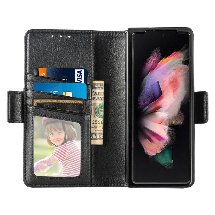 For Samsung Galaxy Z Fold4 5G Litchi Pattern Folding Phone Case with Pen & Card Slots