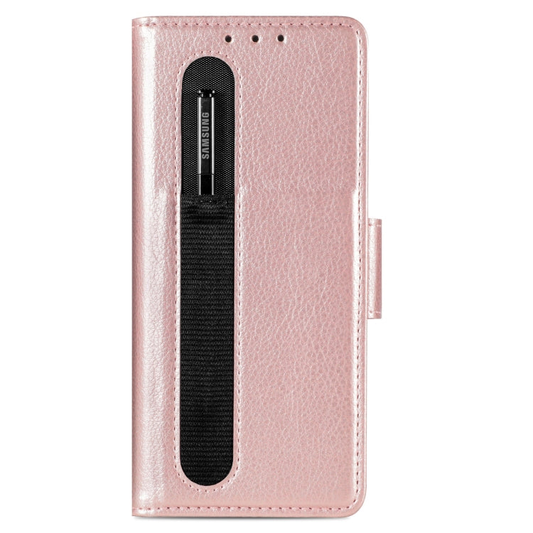 For Samsung Galaxy Z Fold4 5G Litchi Pattern Folding Phone Case with Pen & Card Slots
