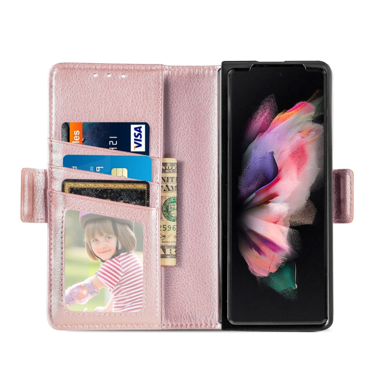 For Samsung Galaxy Z Fold4 5G Litchi Pattern Folding Phone Case with Pen & Card Slots