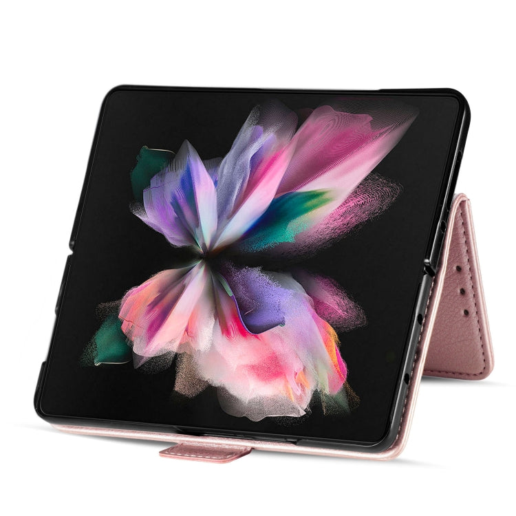 For Samsung Galaxy Z Fold4 5G Litchi Pattern Folding Phone Case with Pen & Card Slots