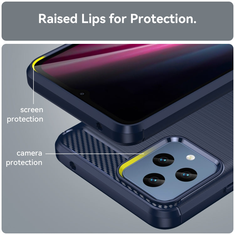 For T-Mobile REVVL 6 5G Brushed Texture Carbon Fiber TPU Phone Case