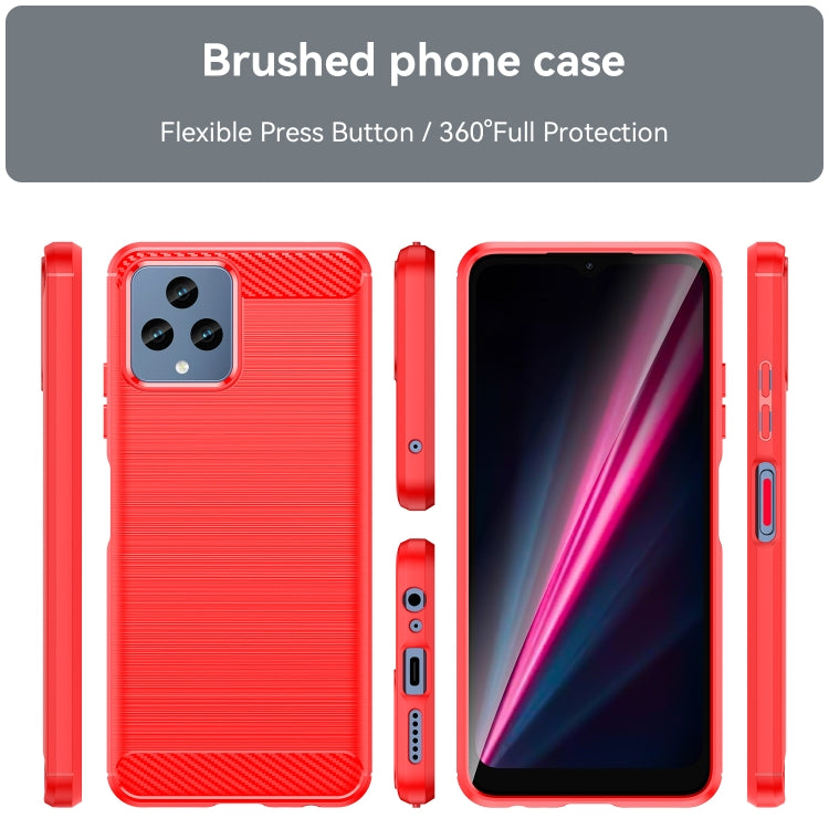 For T-Mobile REVVL 6 5G Brushed Texture Carbon Fiber TPU Phone Case