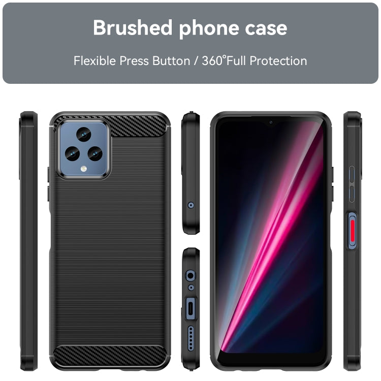 For T-Mobile REVVL 6 5G Brushed Texture Carbon Fiber TPU Phone Case