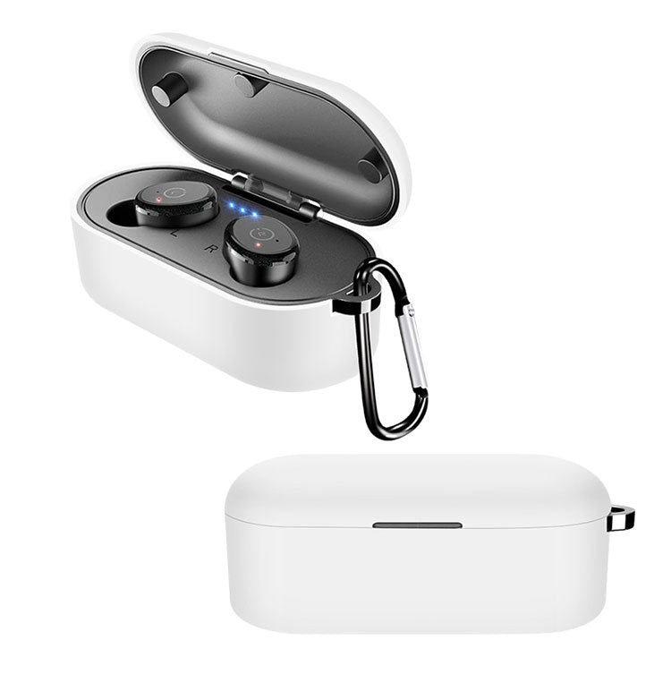 For Tozo T10 Pure Color Bluetooth Earphone Soft Silicone Protective Case With Hook