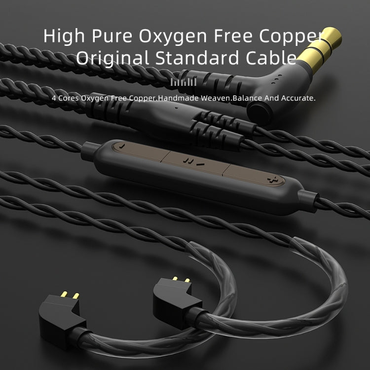 CVJ V2 1.25m Oxygen-free Copper Original 3.5mm Elbow Earphone Cable, Style:MMCX with Mic(Black)
