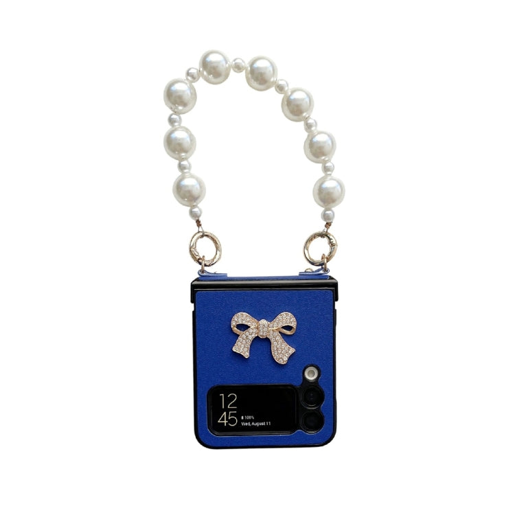 For Samsung Galaxy Z Flip3 5G Pure Color TPU Phone Case with Hinged & Pearl Bracelet