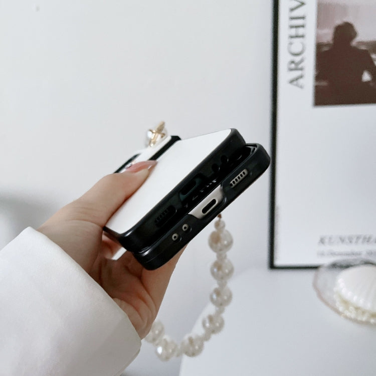 For Samsung Galaxy Z Flip3 5G Pure Color TPU Phone Case with Hinged & Pearl Bracelet