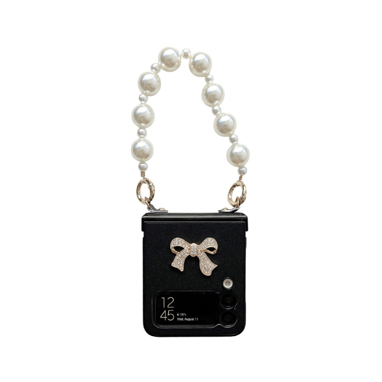 For Samsung Galaxy Z Flip4 Pure Color TPU Phone Case with Hinged & Pearl Bracelet