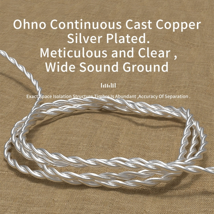 CVJ V7 1.25m 4-Cores Silver-plated 3.5mm Elbow Earphone Cable, Model:0.78mm No Mic(Silver)